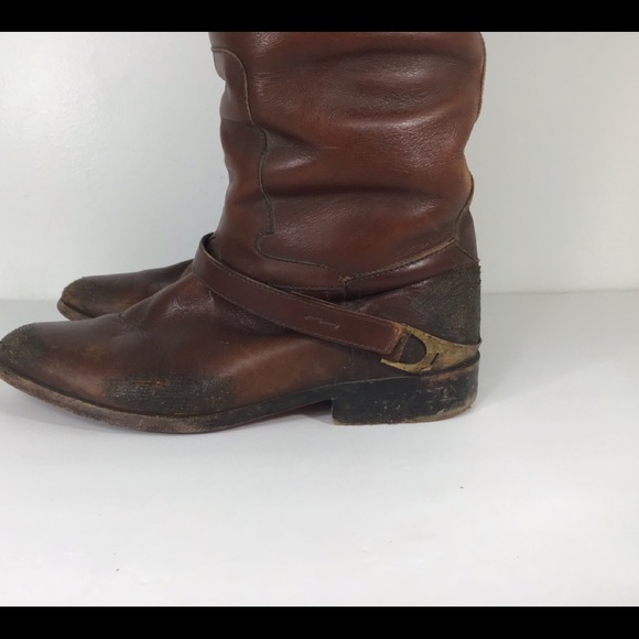 GOLDEN GOOSE CHARLIE DISTRESSED LEATHER RIDING CLAMP BOOTS SZ EUR 38 US 8 - Picture 5 of 15